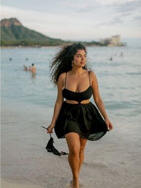 Indah Lucilla Black Cutout Mini Dress